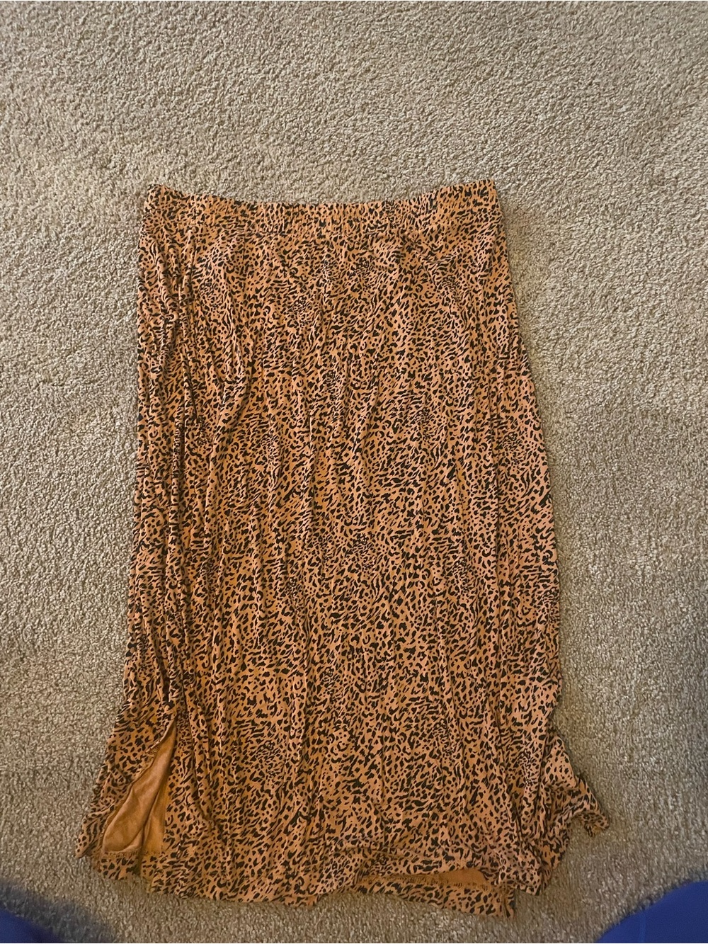 Essentials Leopard Print Midi Skirt in Tan and Black